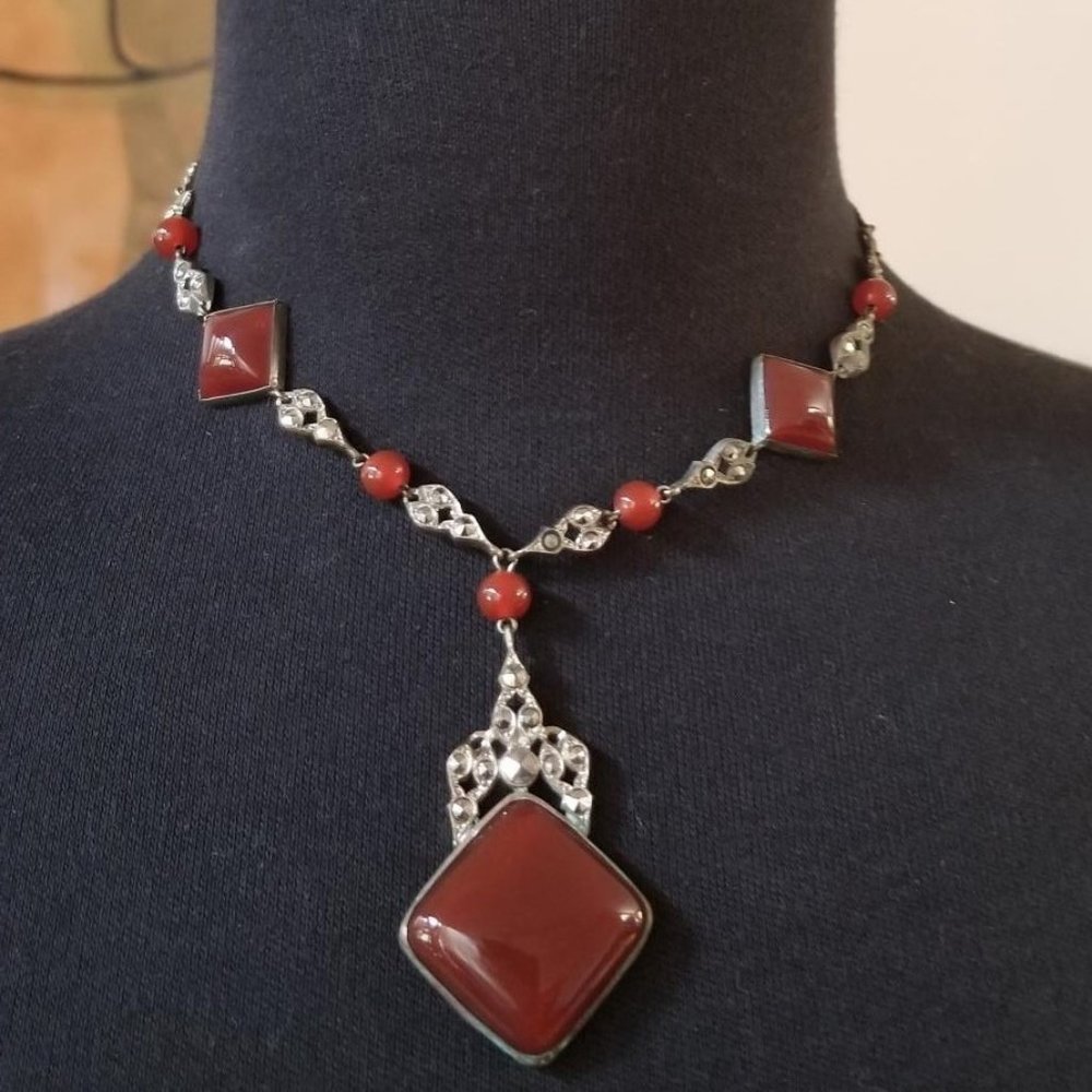 ANTIQUE ART GLASS NECKLACE